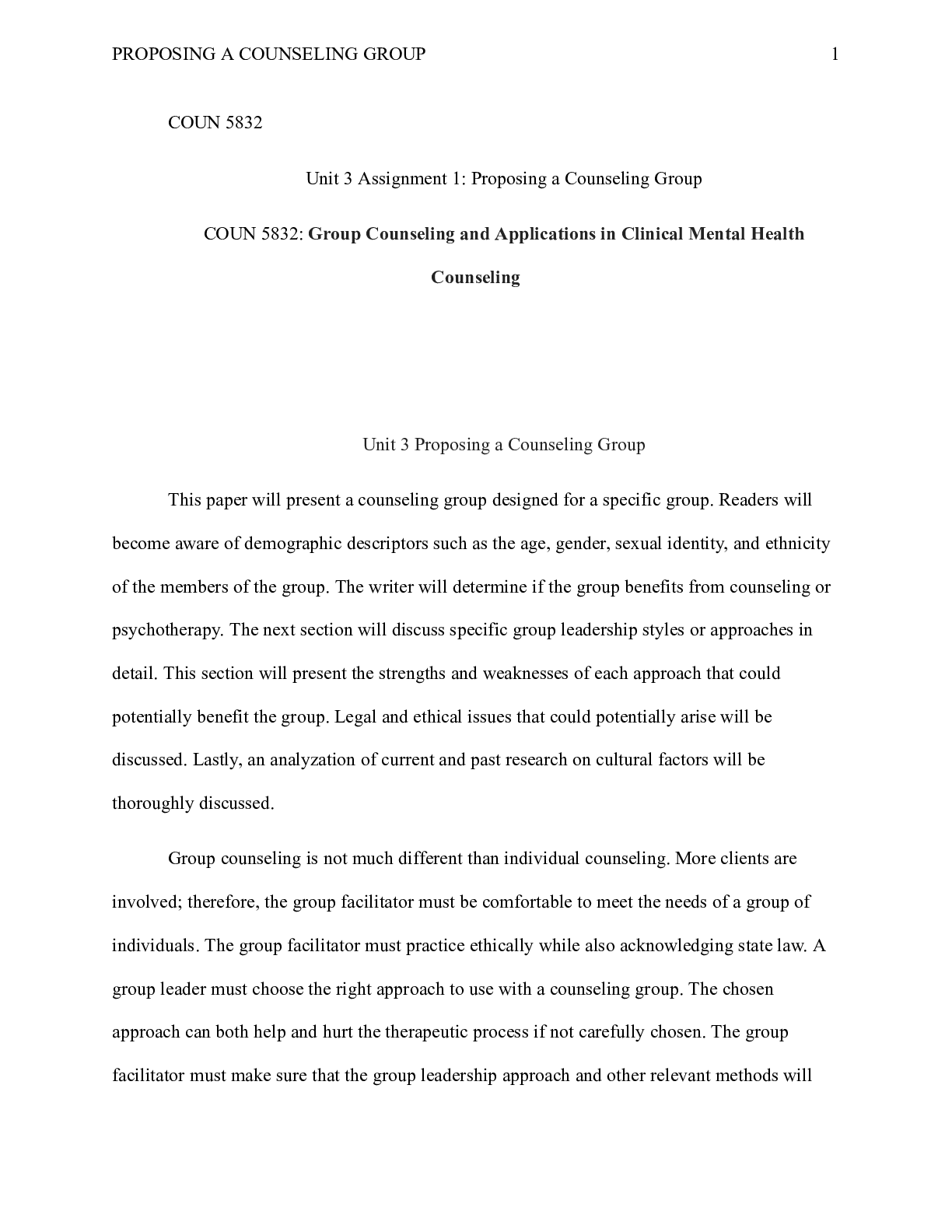 Preview of u03a01_ProposingACounselingGroup.doc  COUN 5832  Unit 3 Assignment 1: Proposing a Counseli